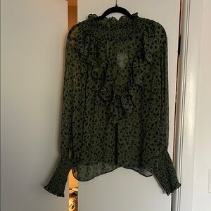 Eloquii Green Ruffled Blouse